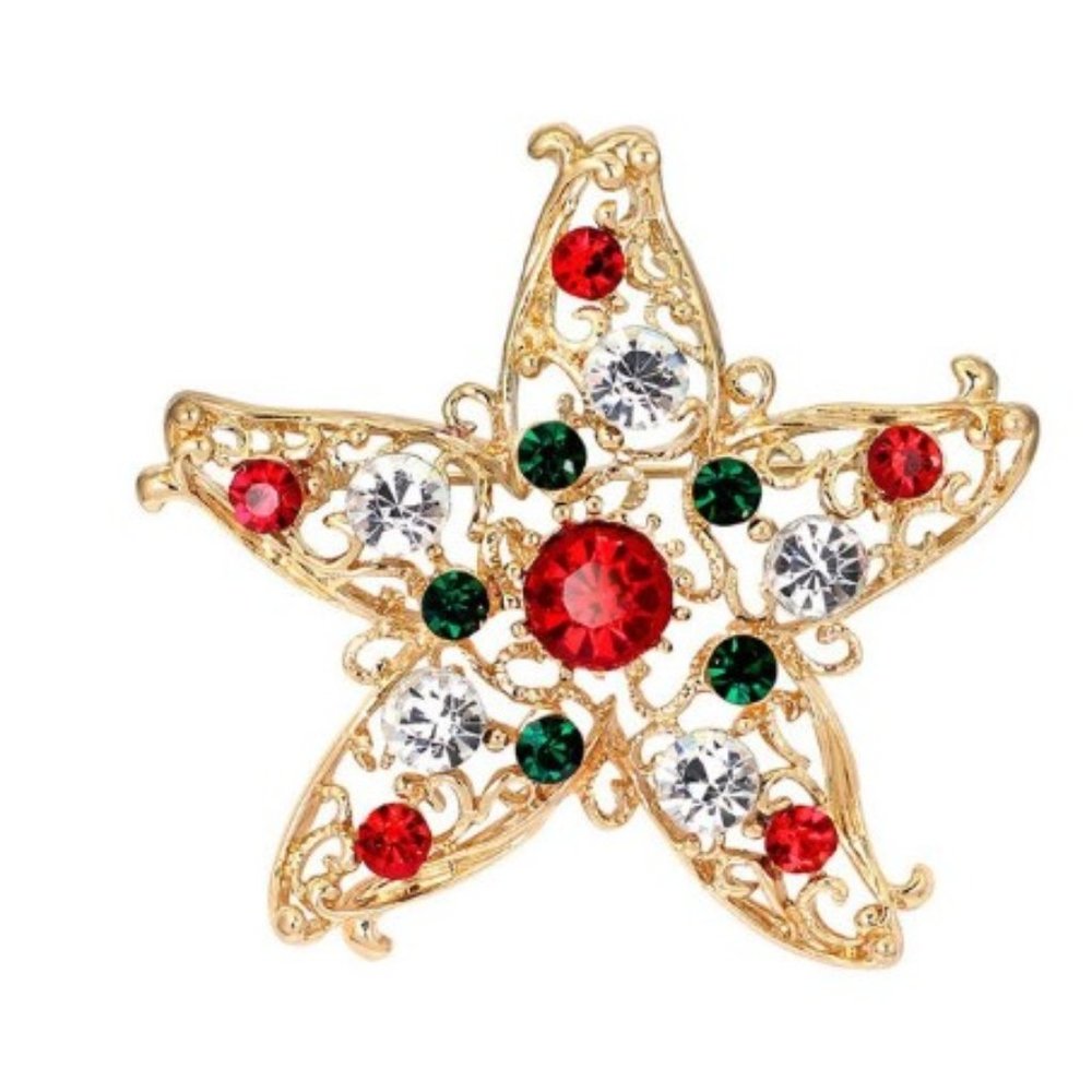Christmas Holiday Star Brooch